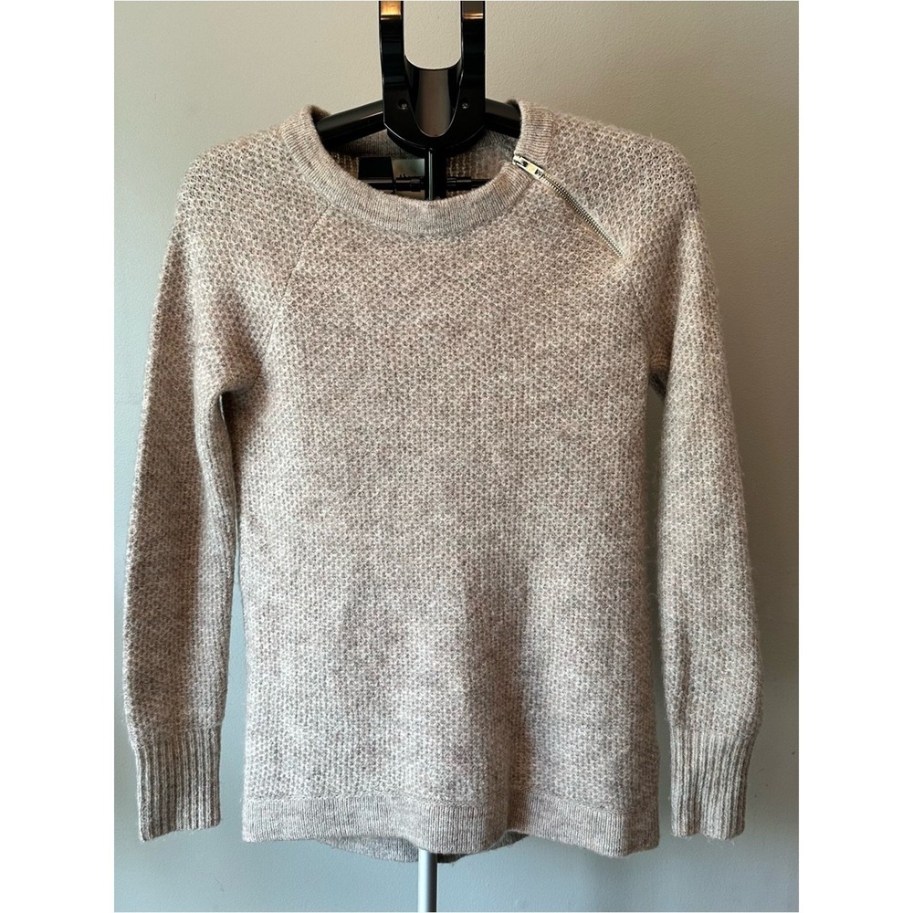 Abercrombie & Fitch Sweater Womens XS Tan Side Zip Knit Indie Sleaze Streetwear